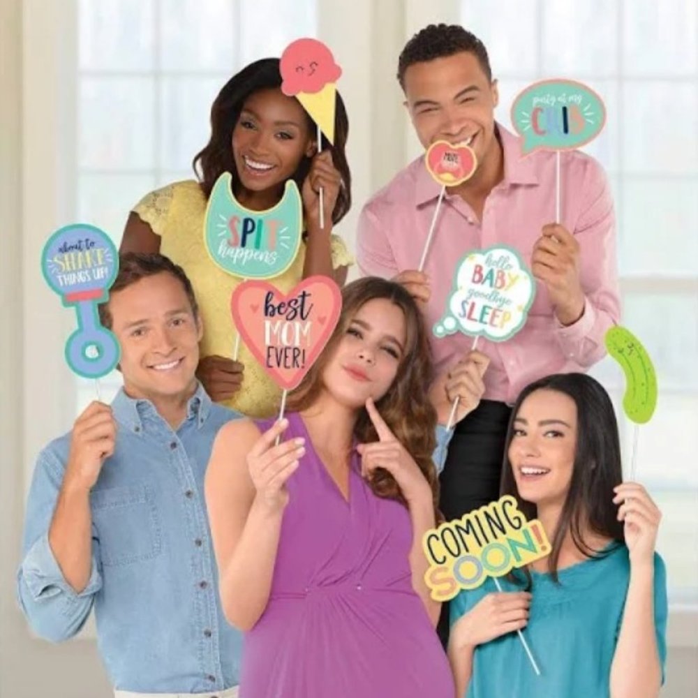 Baby Shower items: Photo Booth Props for Unisex Baby Shower, 3 Sets of Napkins